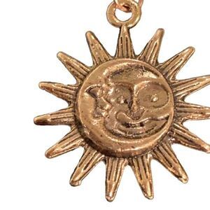 Sun and Moon Pendant Necklace - Lune & Soleil in Gold Tone, Day Night Theme